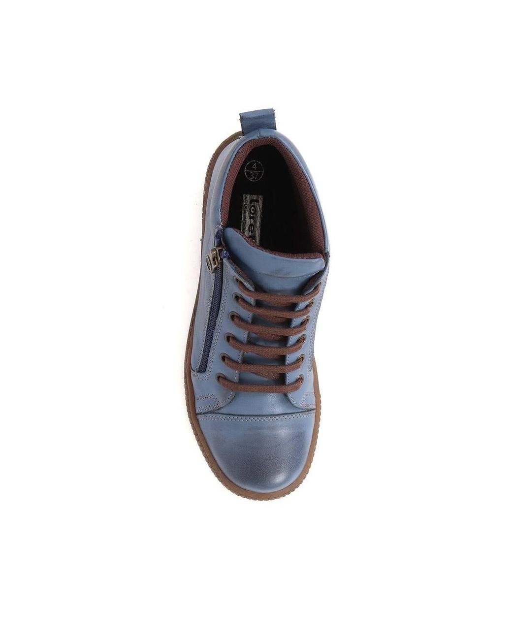Pavers Blue Leather Lace-Up Boots