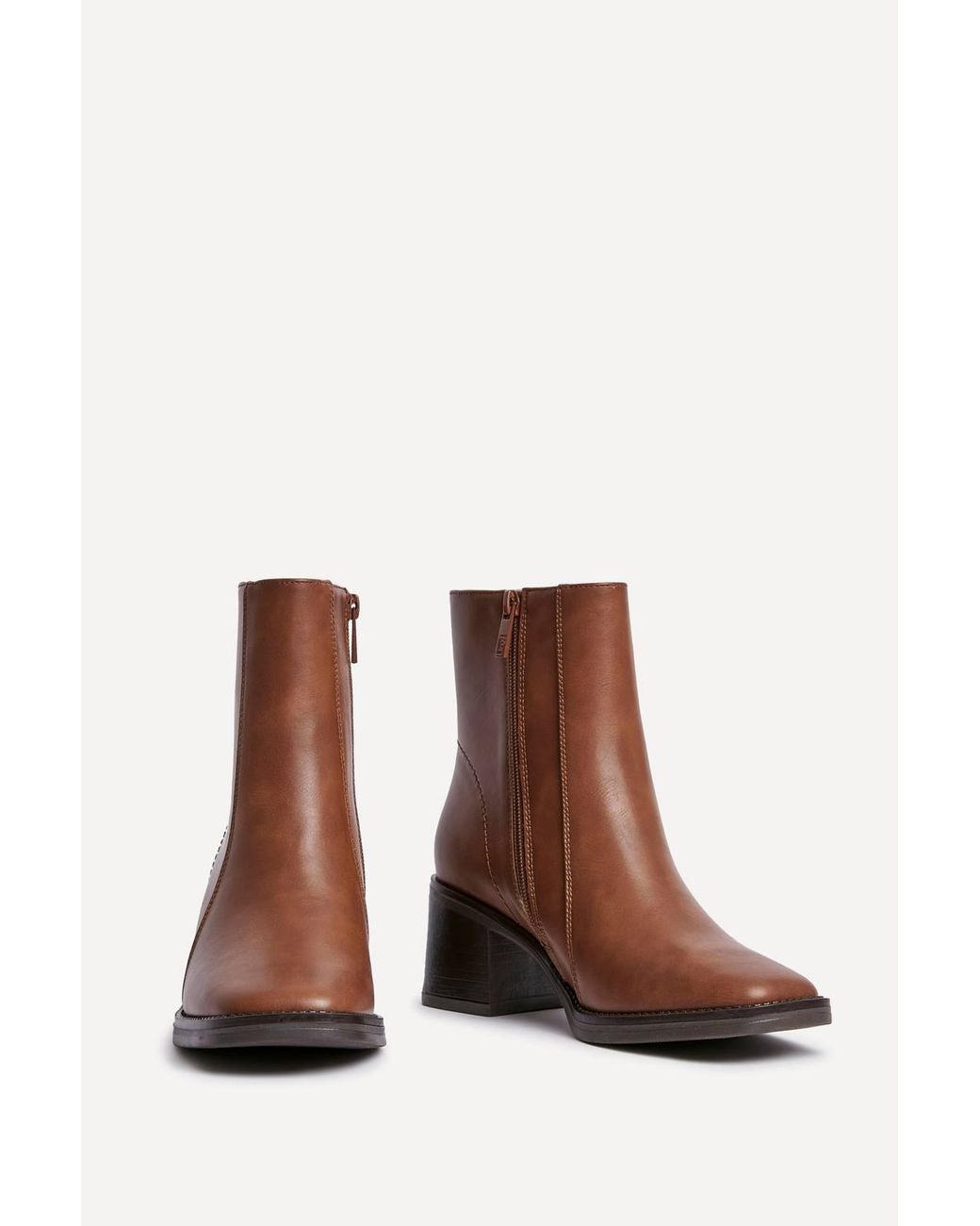 Linzi Brown Wander Faux Leather Heeled Ankle Boot