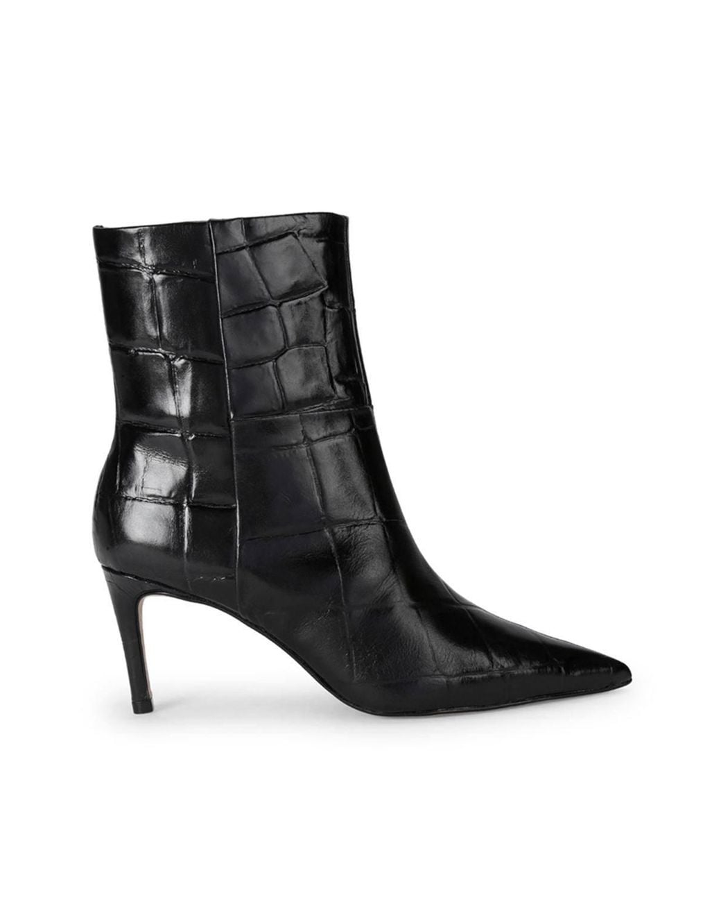 KG by Kurt Geiger Black 'Strict Ankle Boot' Croc Print Leather Boots