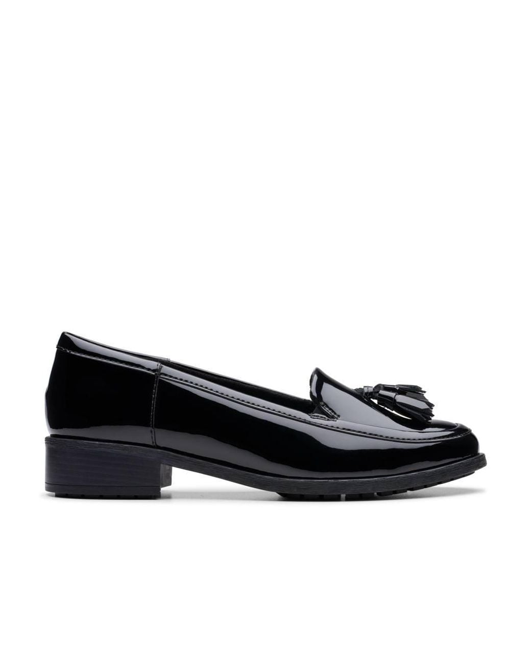 Clarks Black Havisham Edge Loafer Patent Loafers, Slip Ons