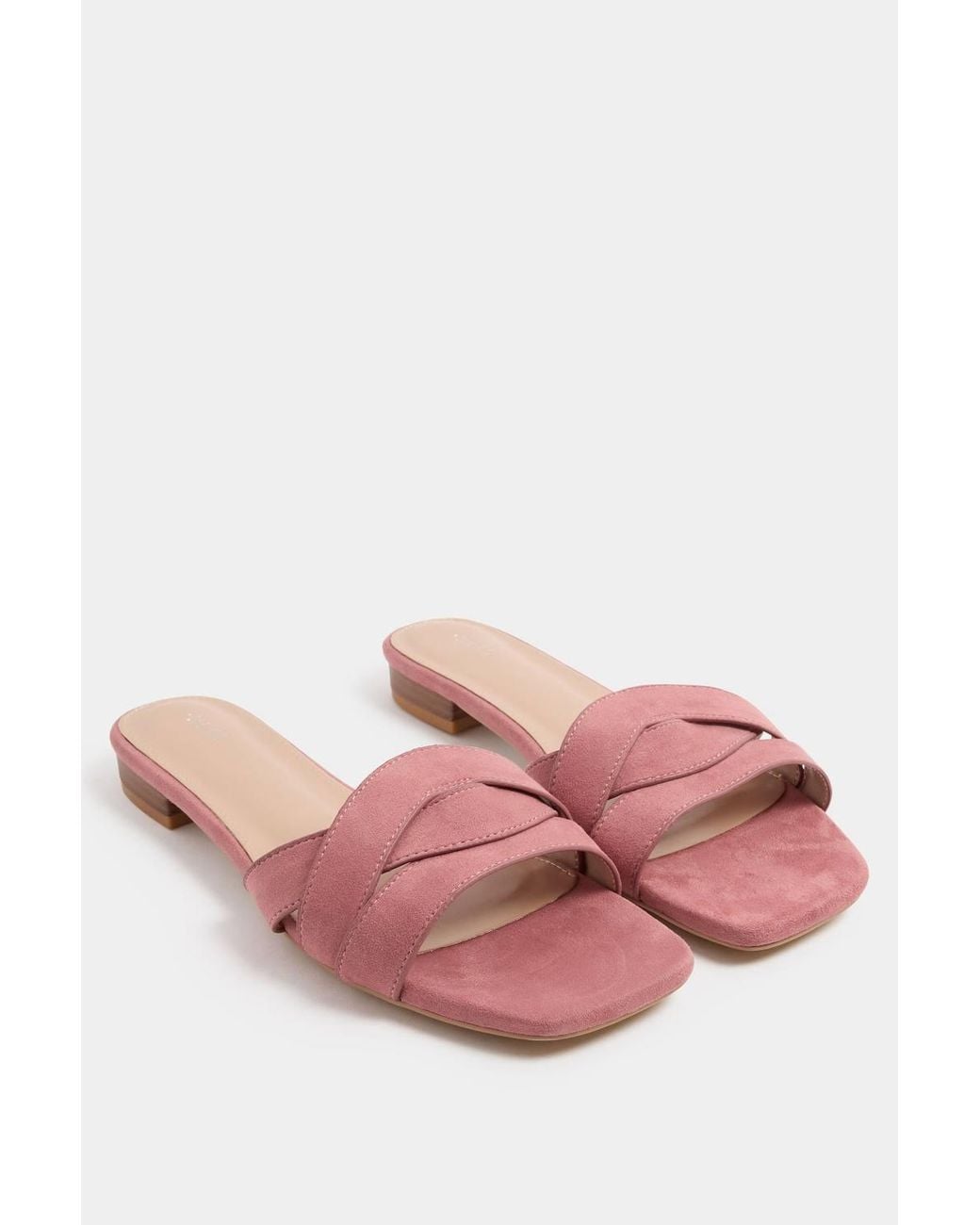 Long Tall Sally Pink Twisted Block Mule Sandals