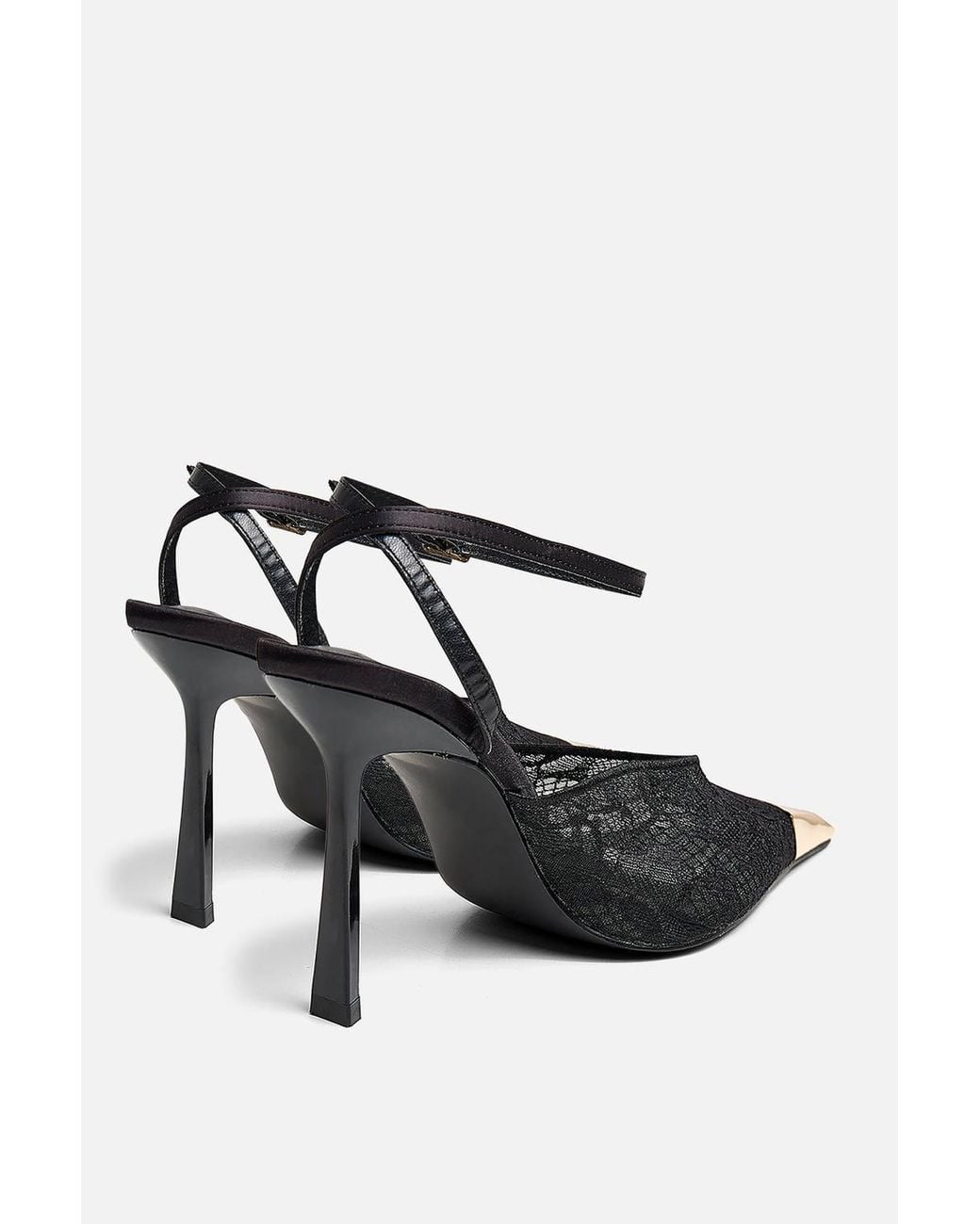 Public Desire White Edie Lace Court Toe Cap Detail Heel
