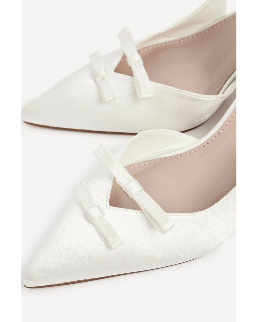 Linzi White Bound Bridal Ivory Satin Bow Heels
