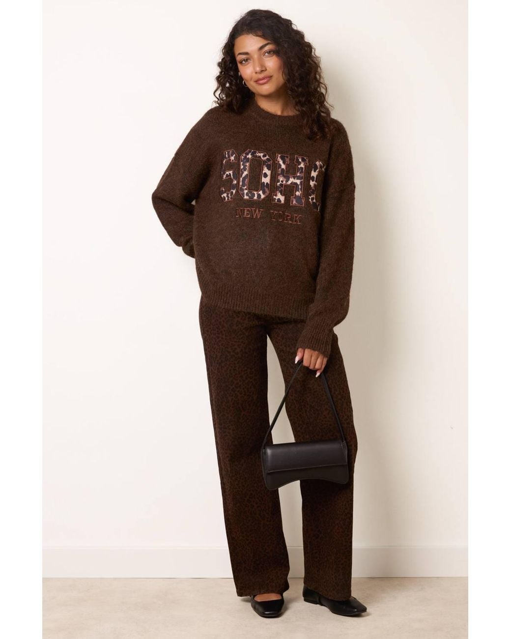 Blue Vanilla Brown Long Sleeve Round Neck Jumper