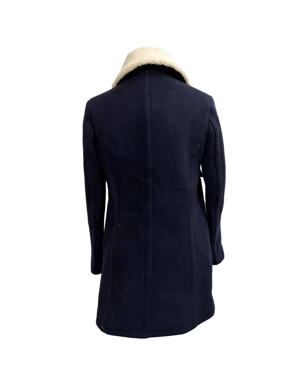 Claudie Pierlot Blue Preloved Round Neck Sheared-Collar Coat