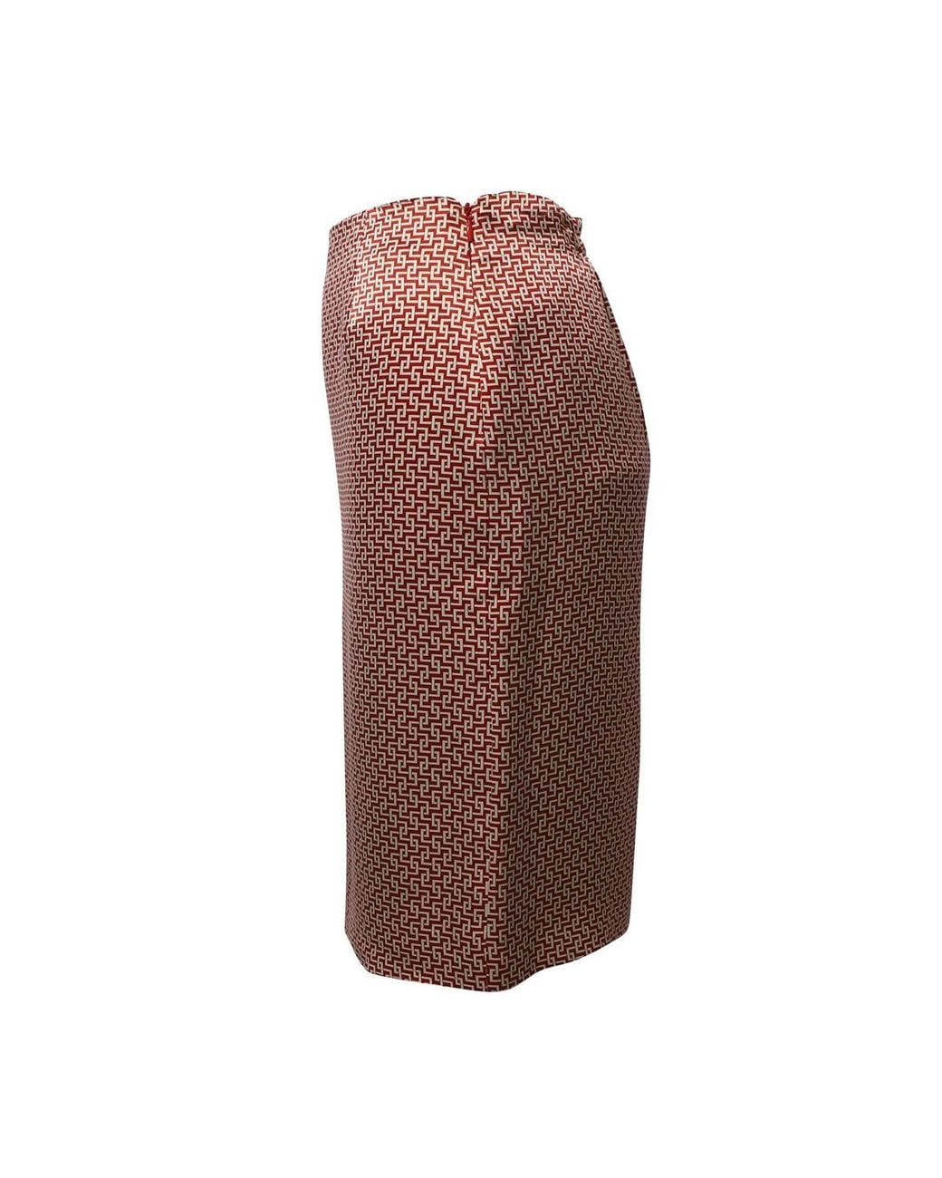 Etro Brown Preloved Geometric Print Knee Length Skirt