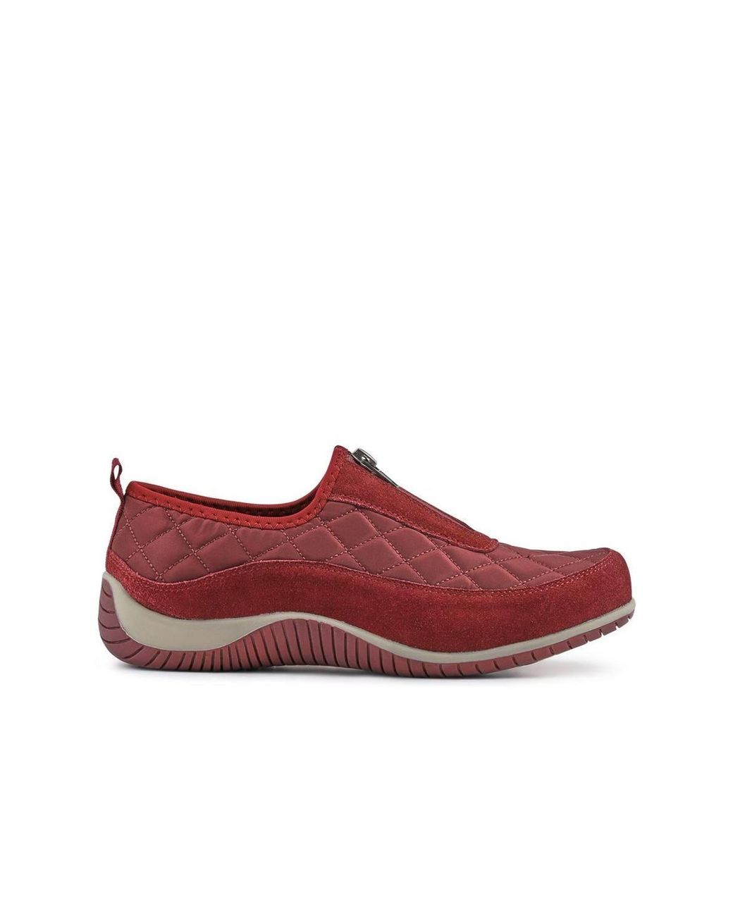 Pavers Red Wide Fit Leather Slip-On Shoes W/ Zip Fastening