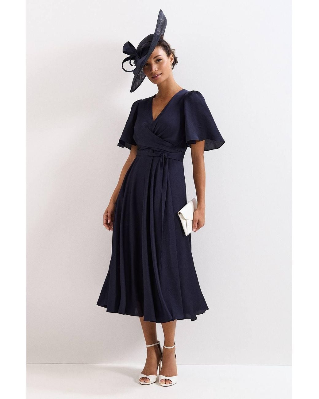 Phase Eight Blue Petite Abbie V-Neck Dress