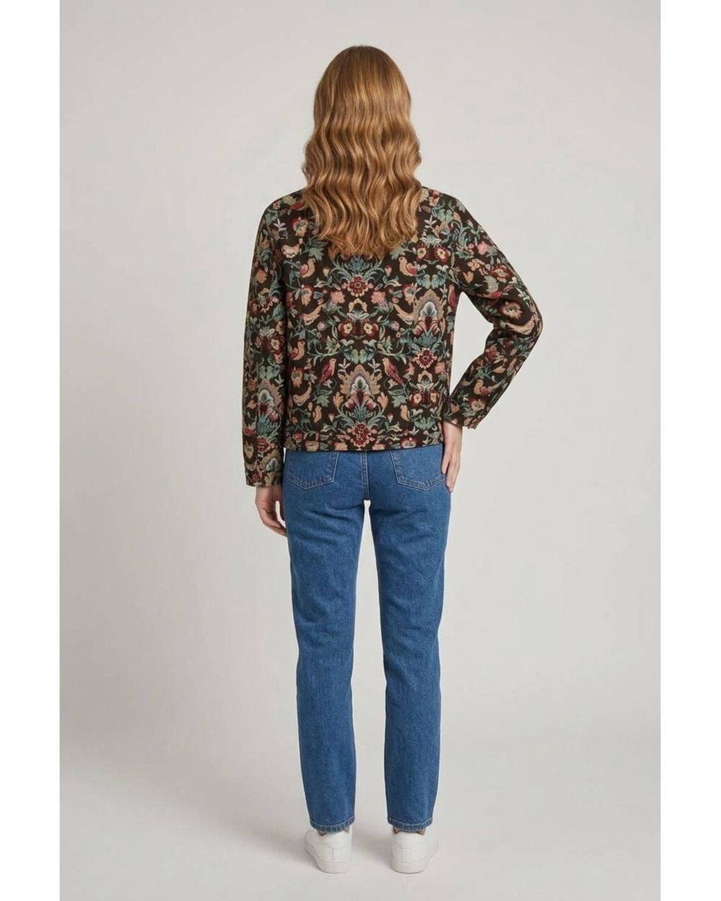 Izabel London Blue Paisley Tapestry Texture Jacket