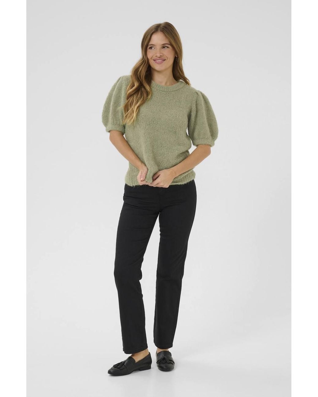 Kaffe Green Kaemilie Tie Back Half Sleeves Pullover
