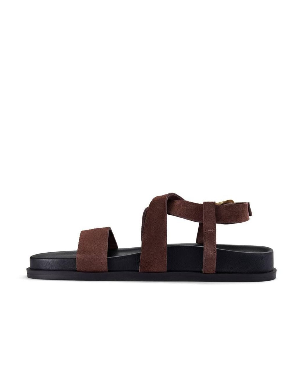 Clarks Brown Zarlea Strap Suede Flat Sandals