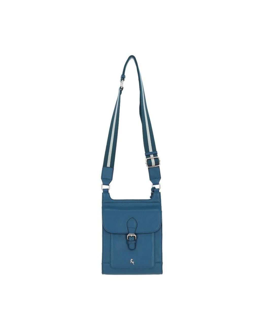 Ashwood Leather Blue 'Eclisse Cuoio' Real Leather Crossbody Bag