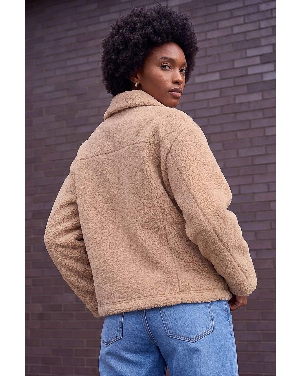 Roman Blue Collared Borg Fleece Jacket