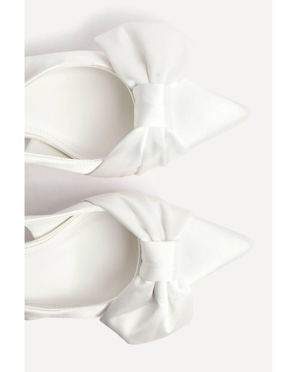 Linzi White Always Bridal Ivory Satin Bow Court Heels
