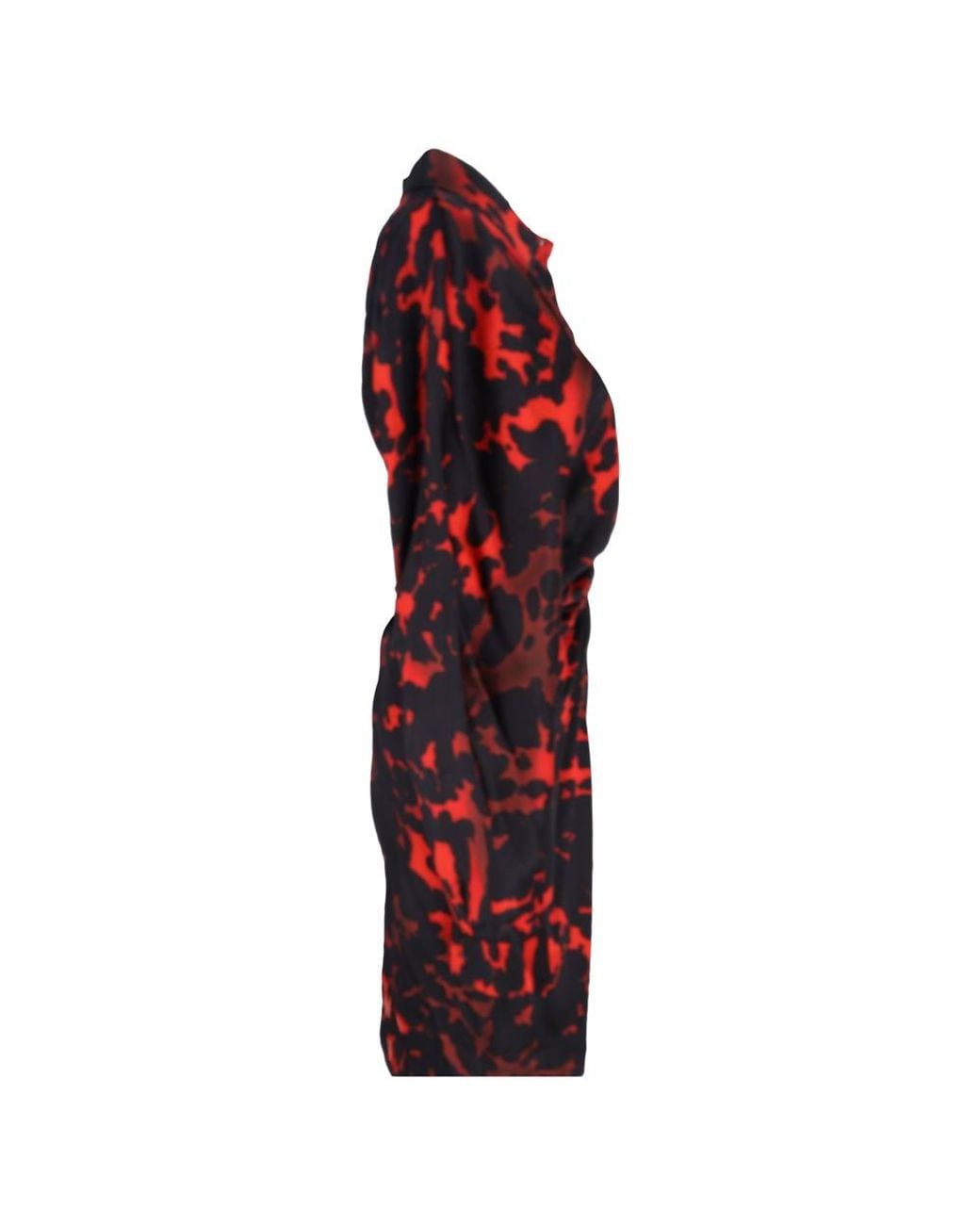 Dries Van Noten Red Preloved Printed Ruched Dress