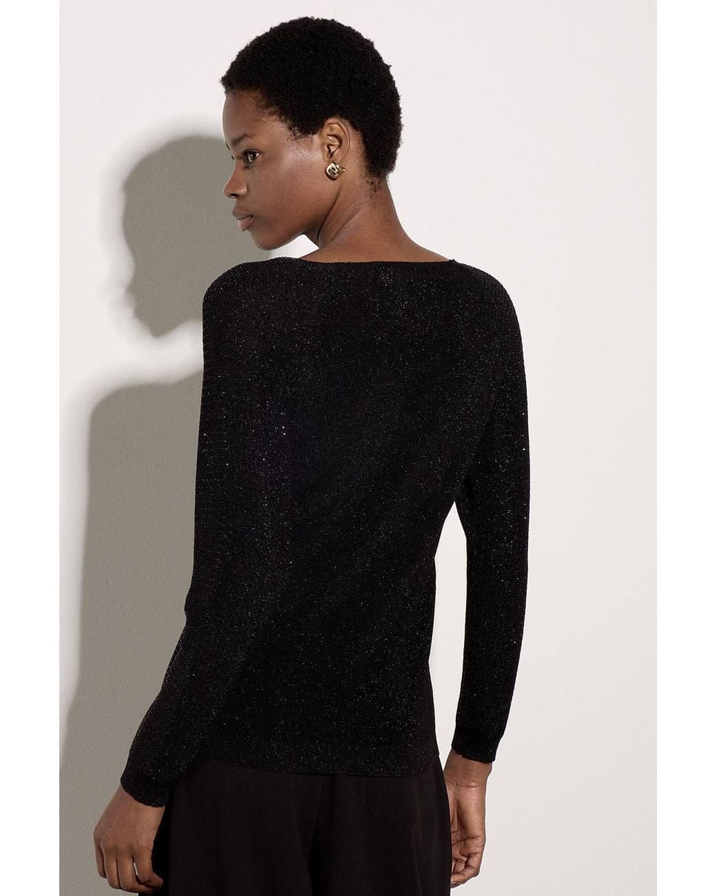 Apricot Black Diamante Embellished Fine Knit Jumper