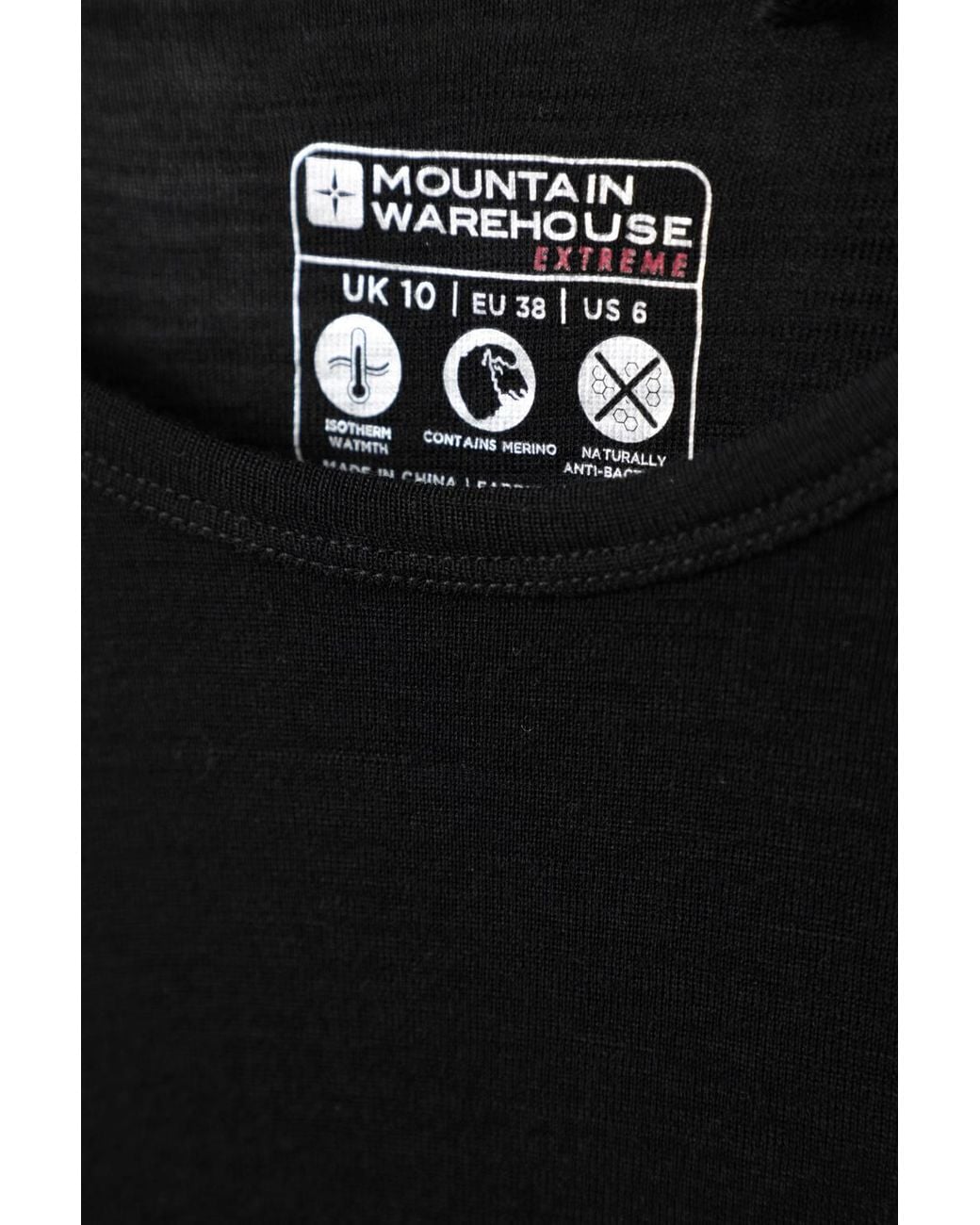 Mountain Warehouse Black Round Neck Long Sleeve Breathable Merino Wool Blend Top & Pants Set