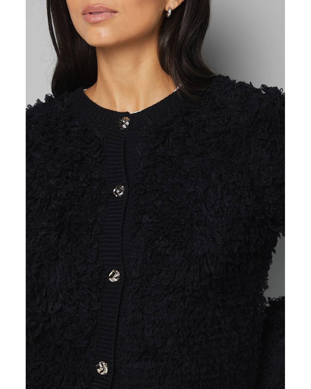 Wallis Black Loop Detail Knitted Cardigan