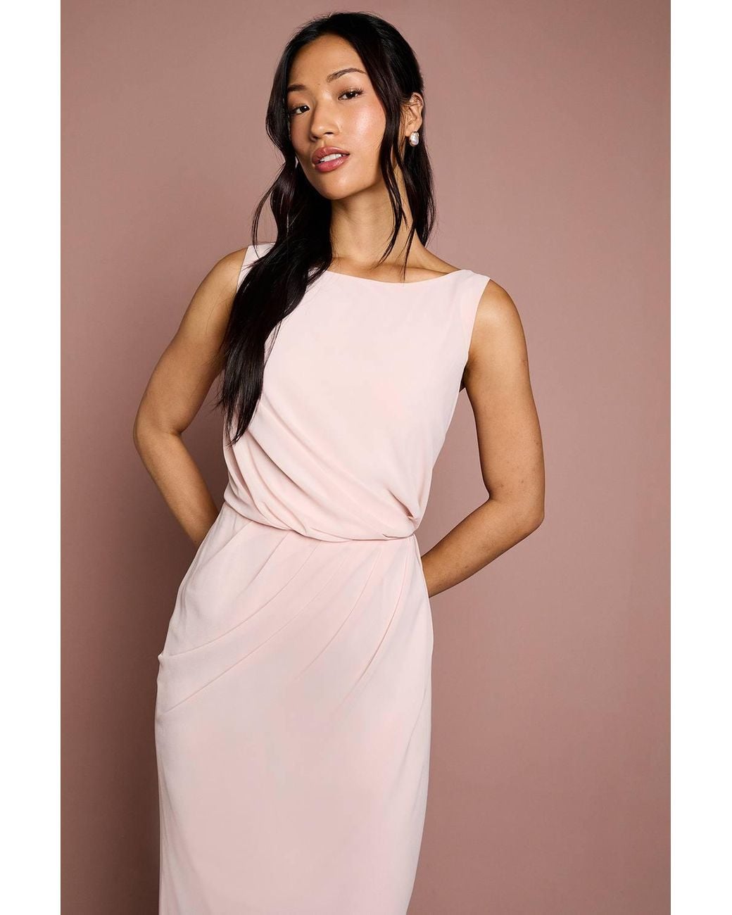 Coast Pink Satin Lace Back Detail Maxi Bridesmaid Dress