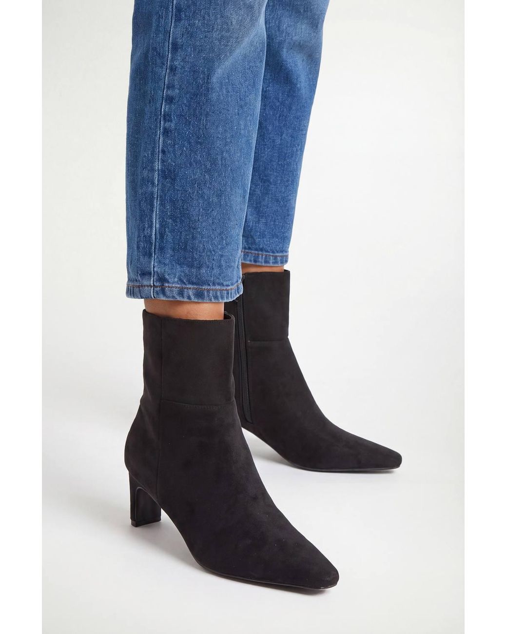 Wallis Blue Ellie Faux Suede Medium Stiletto Heel Ankle Boots