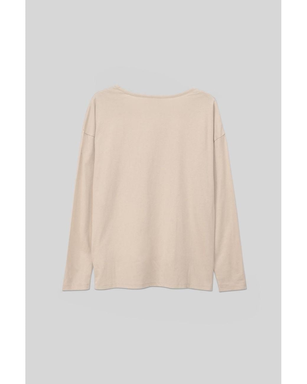 Enorsia Natural Crew Neck Long Sleeve T-Shirt