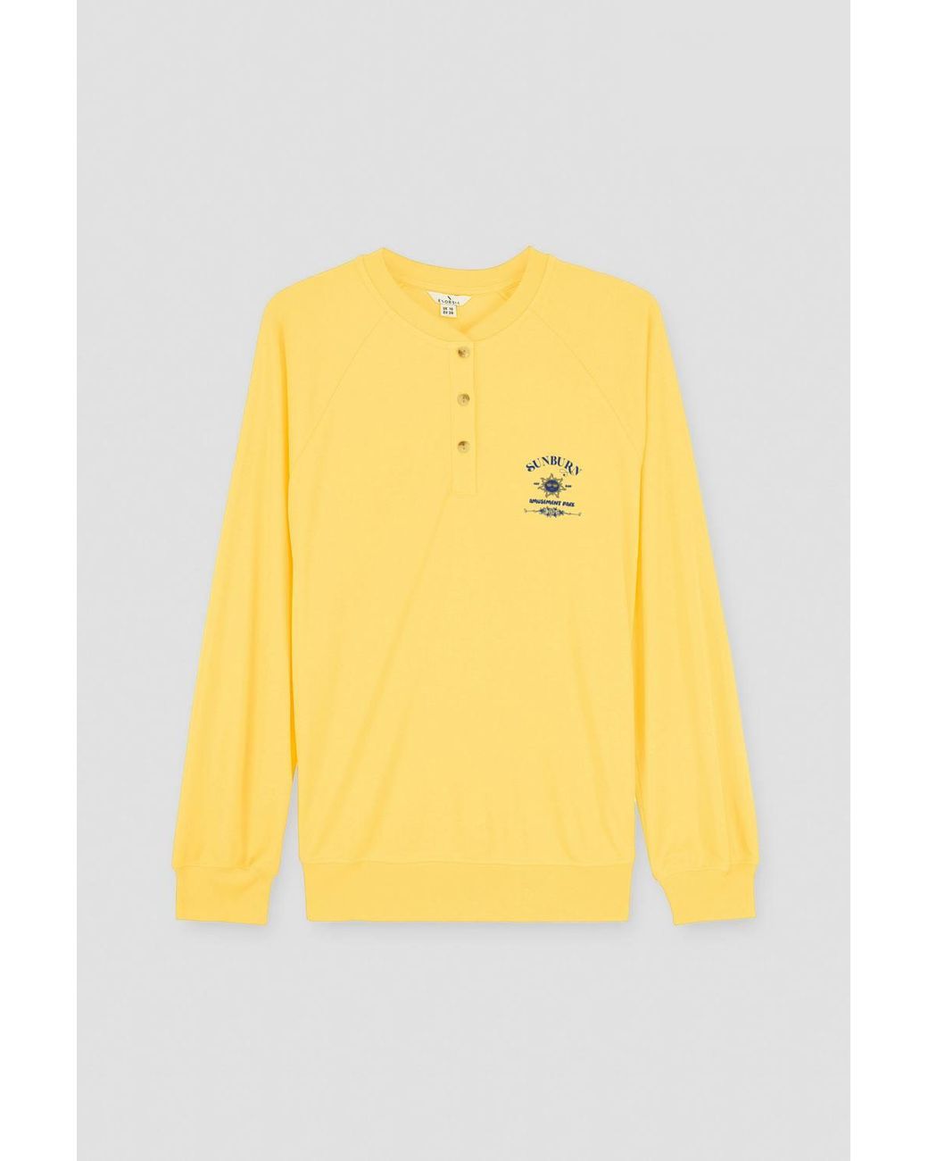 Enorsia Yellow Henley Button Up Long Sleeve Sweatshirt