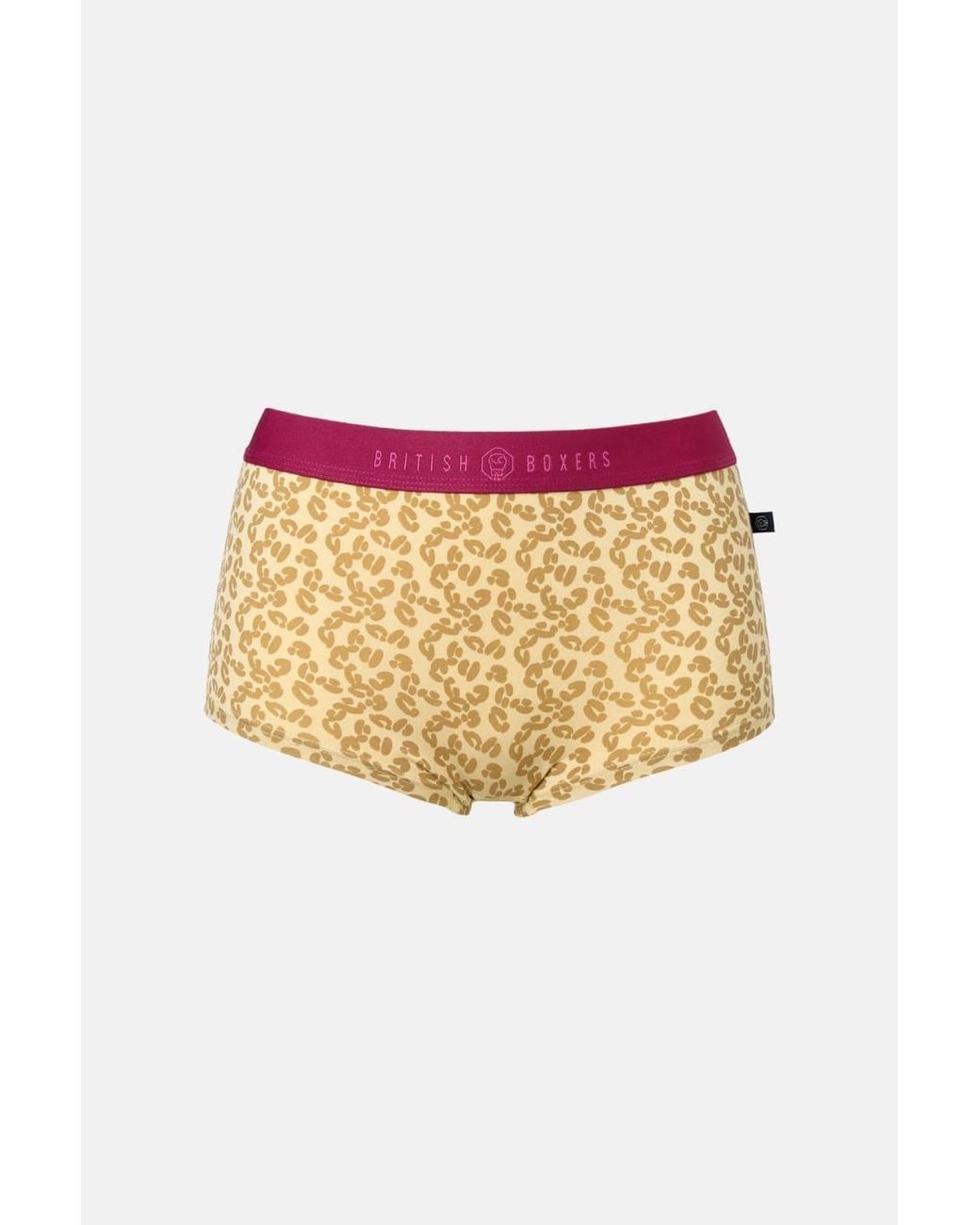 British Boxers Pink Pack Of Four "Leopard Rose" Bamboo Hipster Boxer Briefs