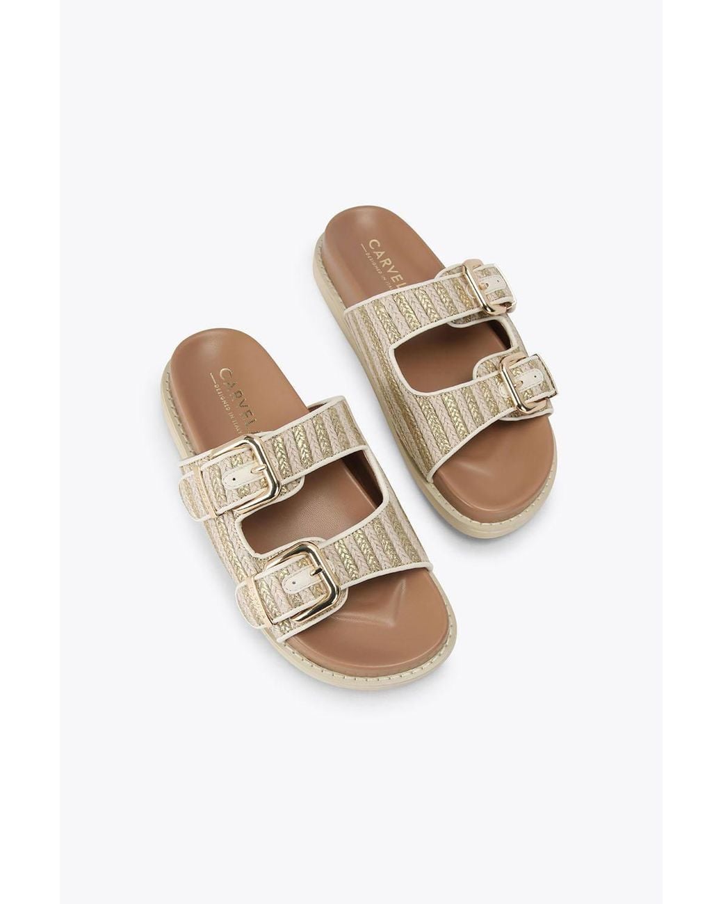 Carvela Kurt Geiger Natural 'Soprano Flat' Fabric Sandals