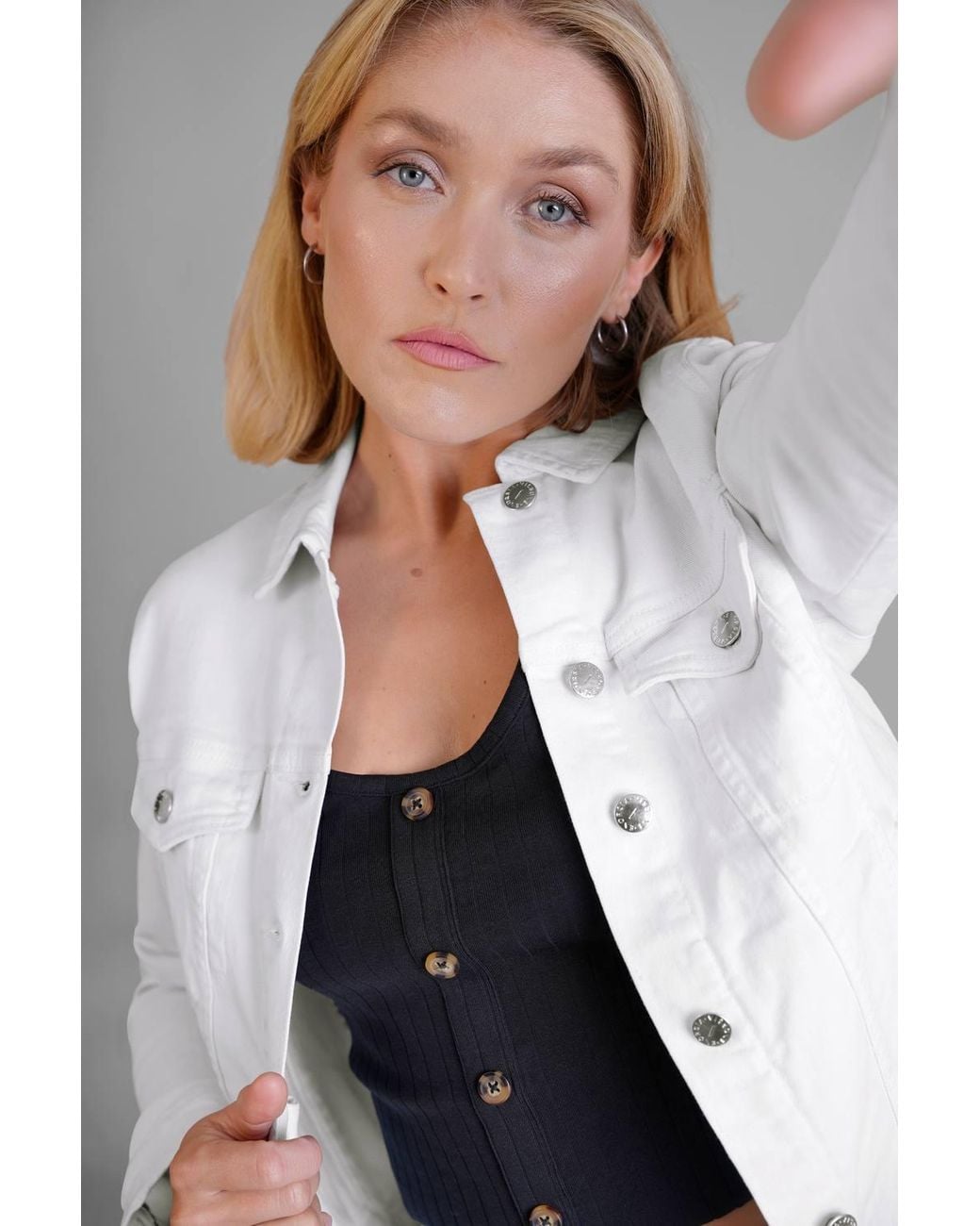 Enorsia Gray Denim Trucker Jacket