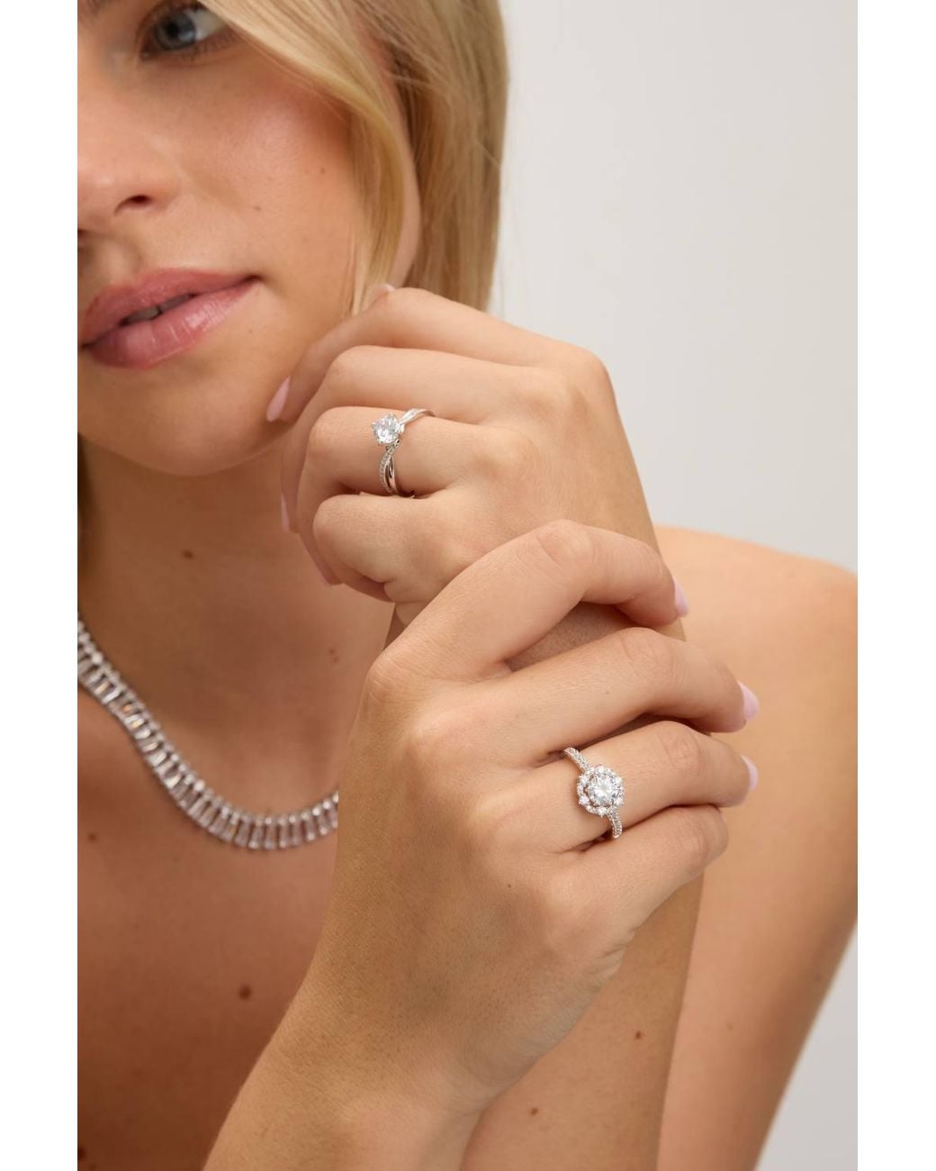 Jon Richard Metallic Rhodium Plated Statement Crystal Engagement Ring