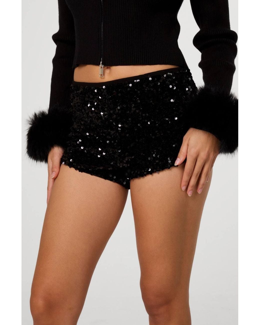 Pink Vanilla Black Sequin Hot Pants