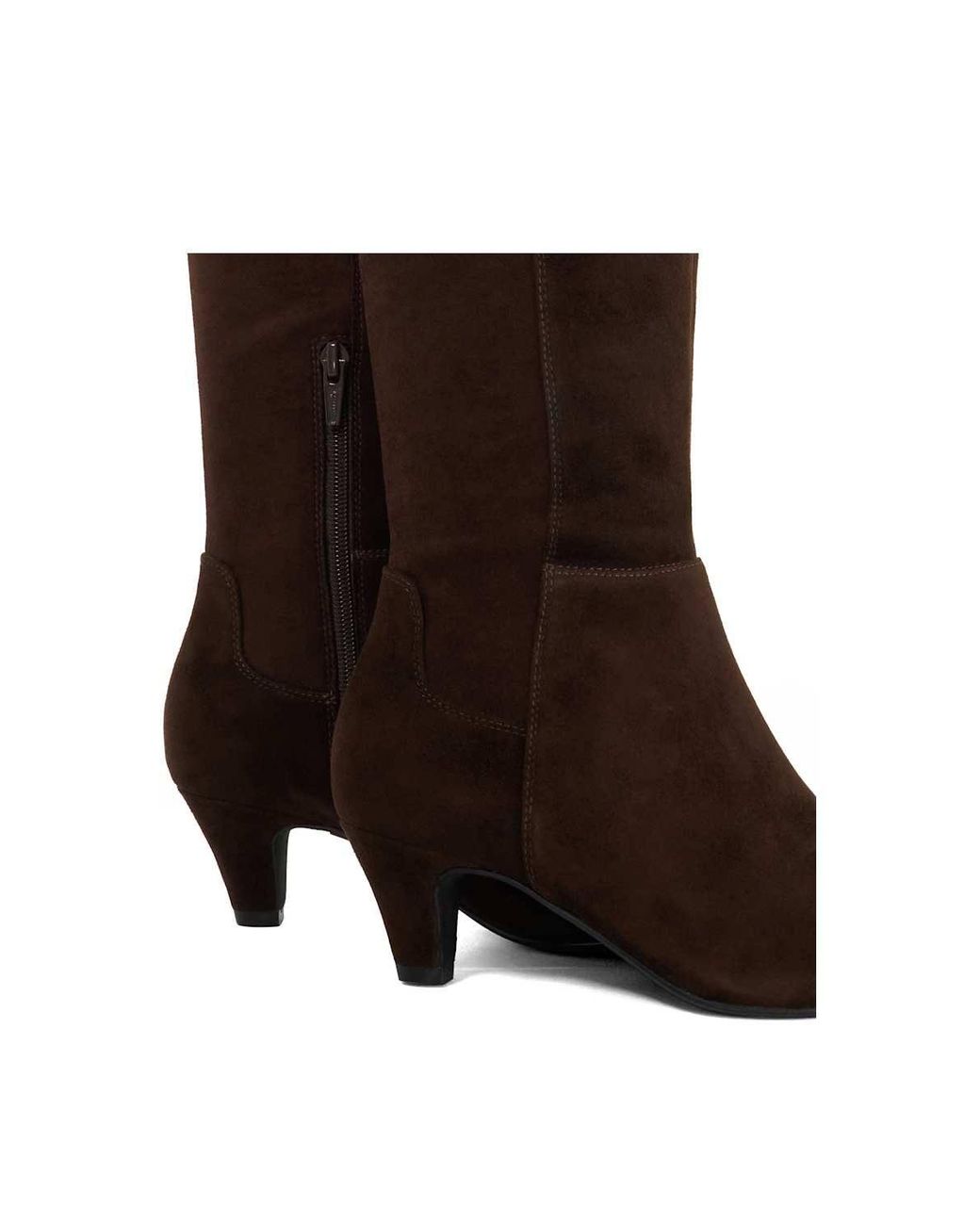 Dune Brown Wide Fit 'Sera' Suede Knee High Boots