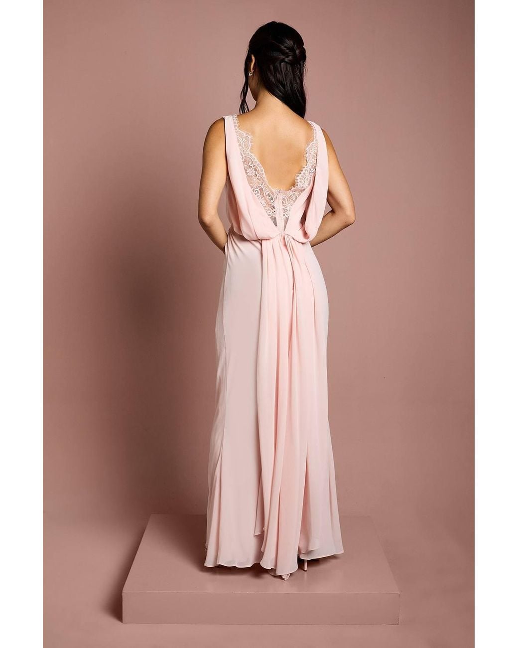Coast Pink Satin Lace Back Detail Maxi Bridesmaid Dress