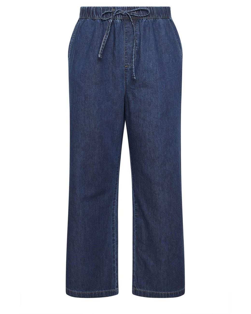 Yours Blue Pull On Wide Leg Jeans