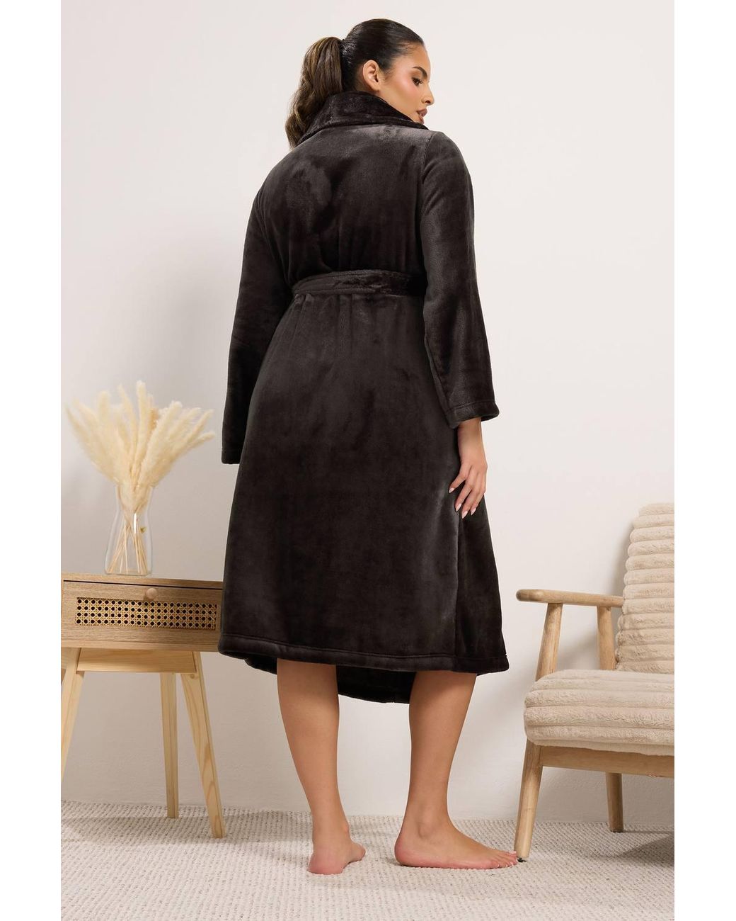 Yours Black Luxe Dressing Gown