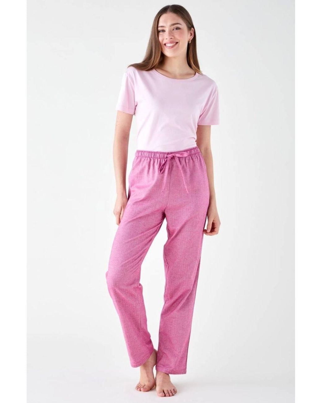 British Boxers Pink Herringbone" Brushed Cotton Pyjama Trousers