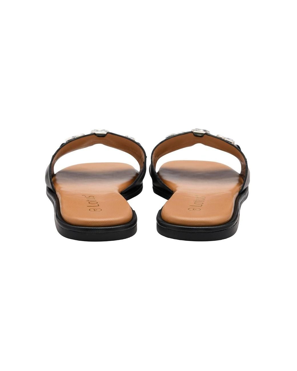 Lotus Black 'Agueda' Flat Mule Sandals