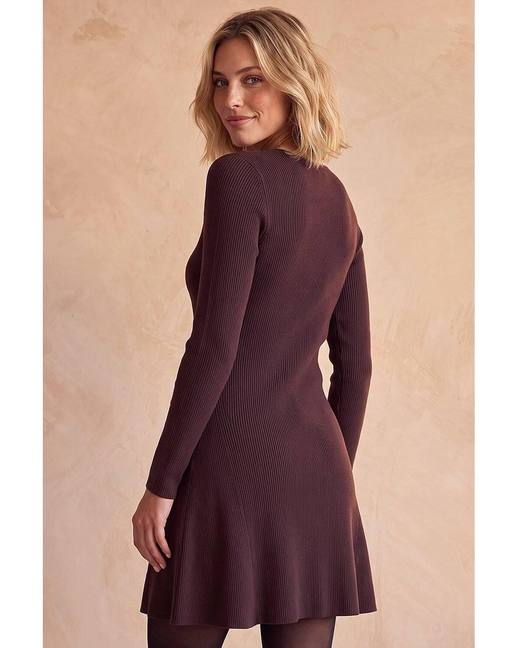 D.u.s.k Purple Button Detail Knit Dress