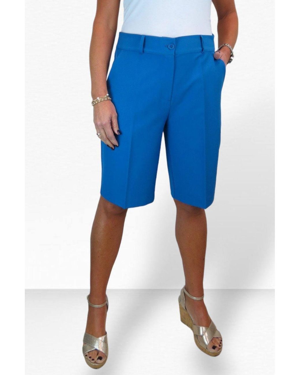 Paulo Due Blue Smart Pleated Tailored Shorts