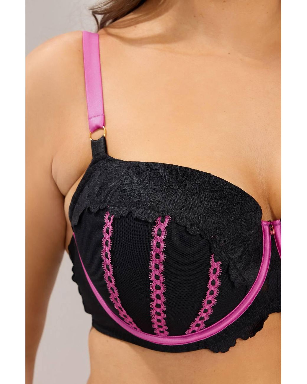 Yours Black Ribbon Underwired Padded Bra