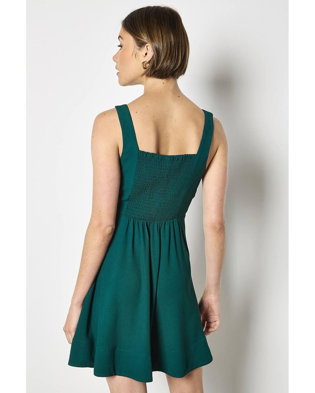 Apricot Green Crepe Fit & Flare Mini Dress