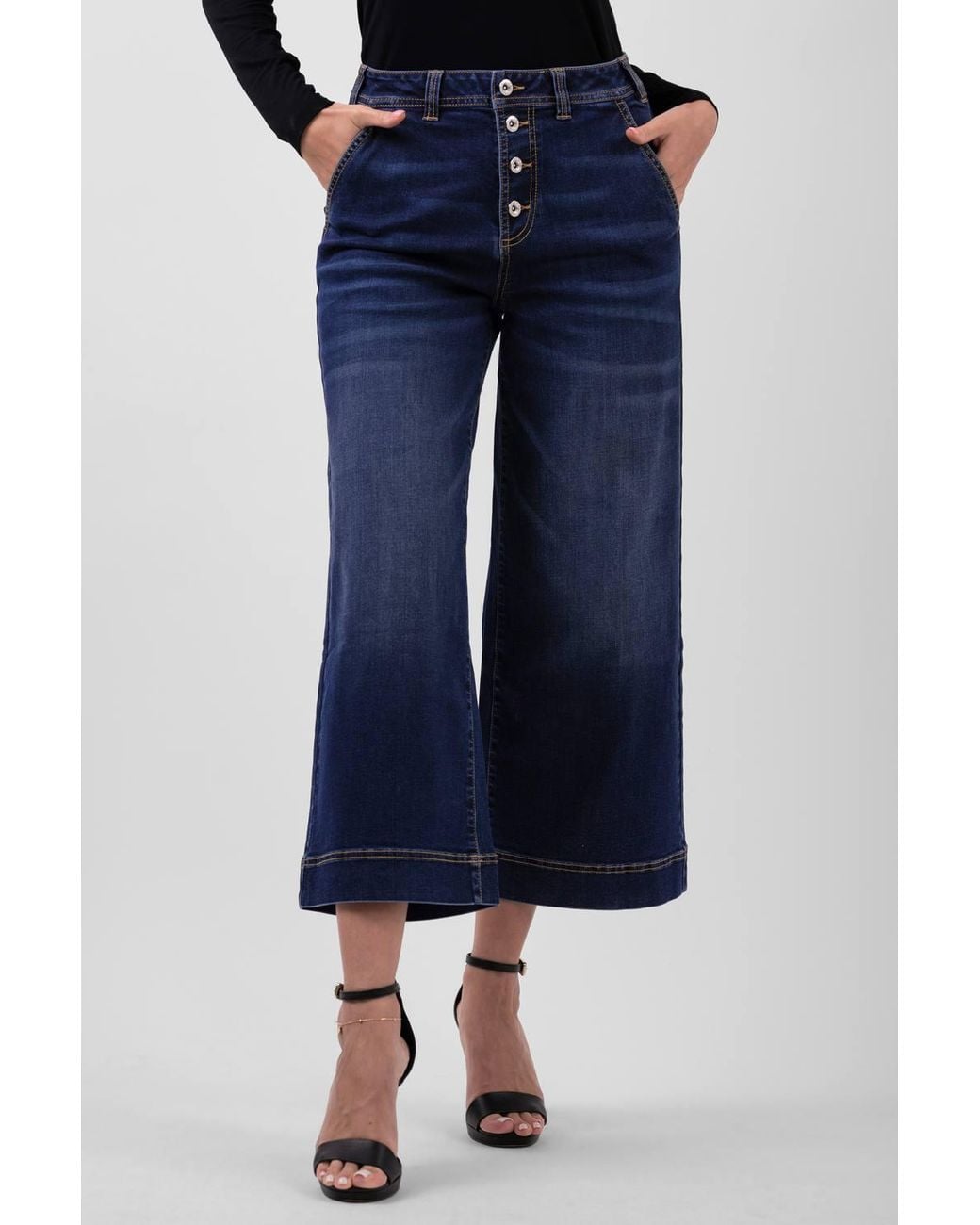 Enorsia Blue Wide Leg Culottes Jeans