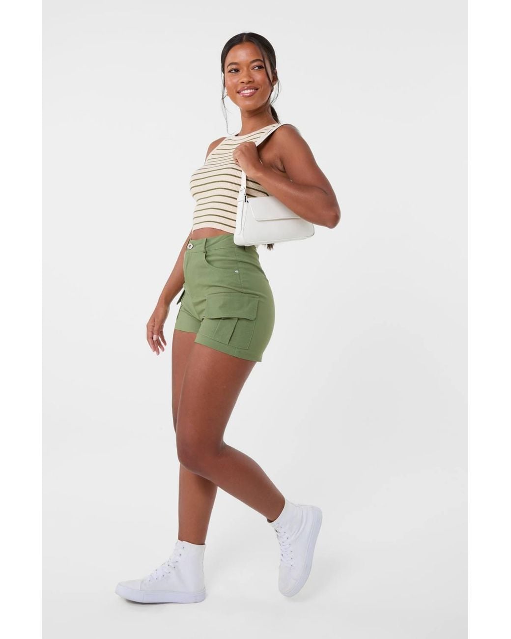 Pink Vanilla Green Stripe Crop Vest Top