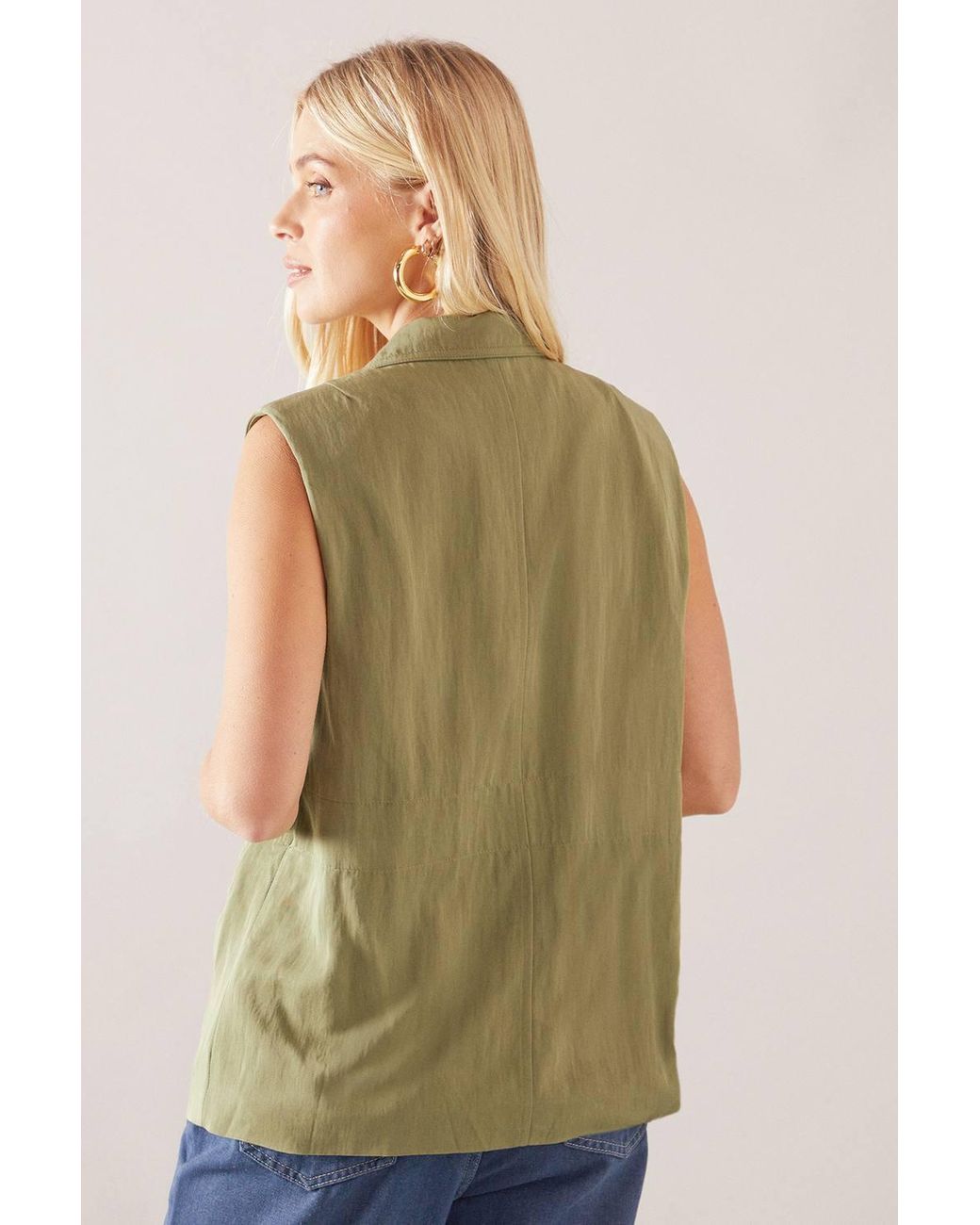Wallis Blue Petite Belted Sleeveless Waistcoat