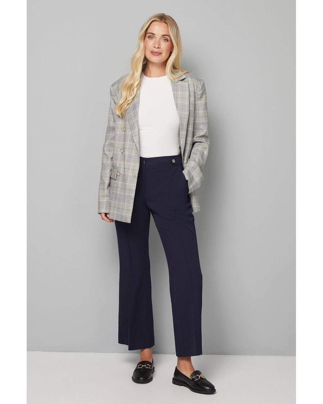 Wallis Blue Petite Smart Bootcut Leg Pants