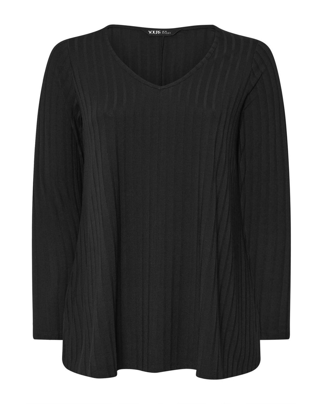 Yours Black Ribbed Swing T-Shirt