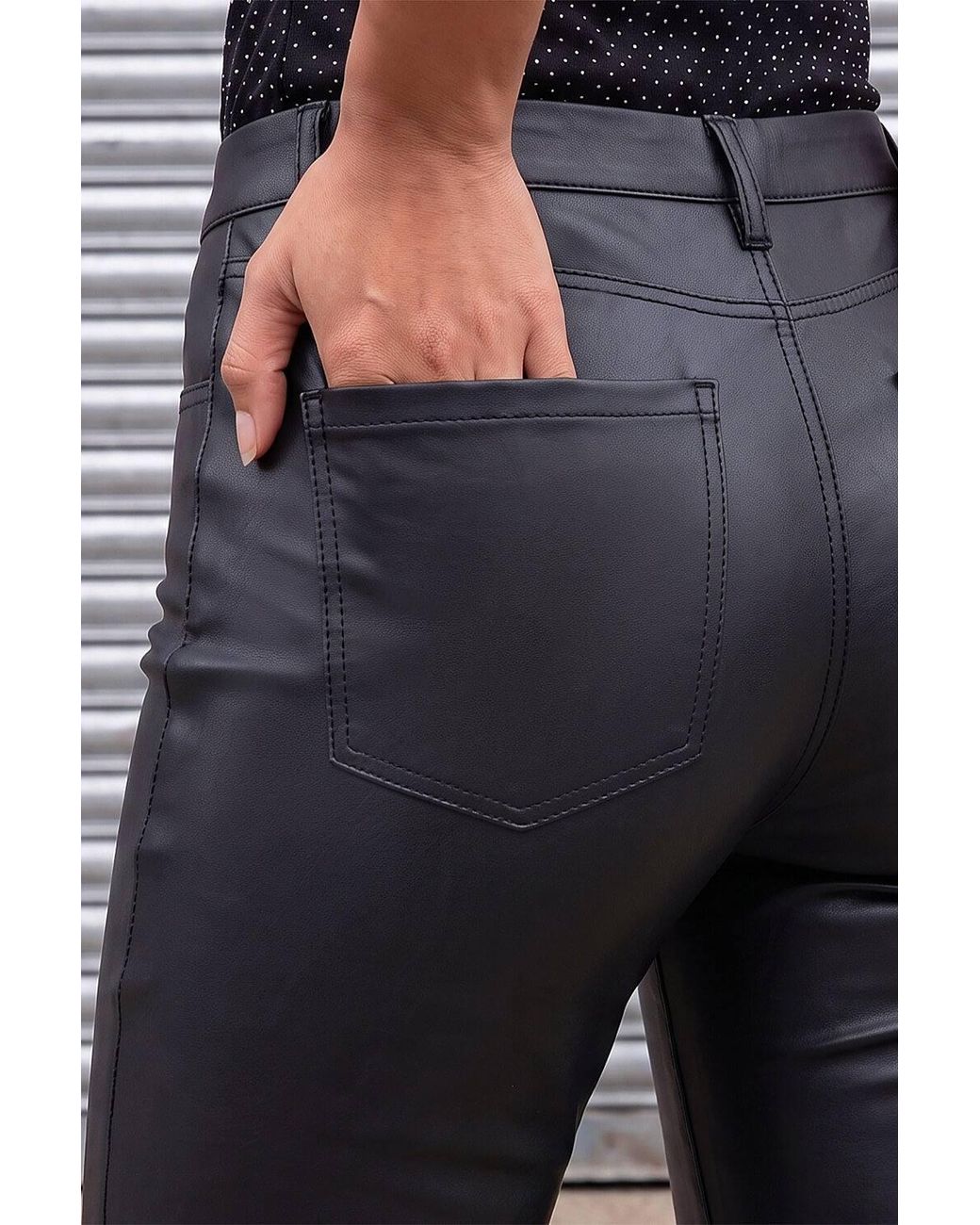 Roman Blue Coated Faux Leather Jeggings