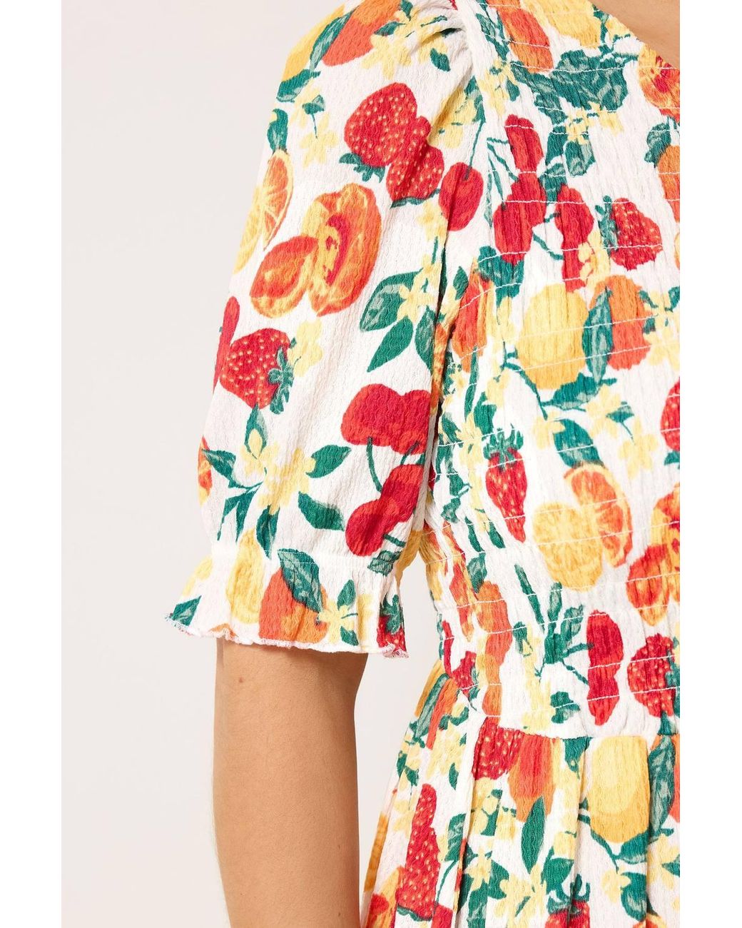 Yours Shirred Fruit Print Dress