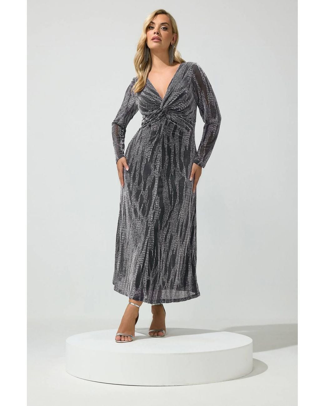 Yours Gray Metallic Knot Dress