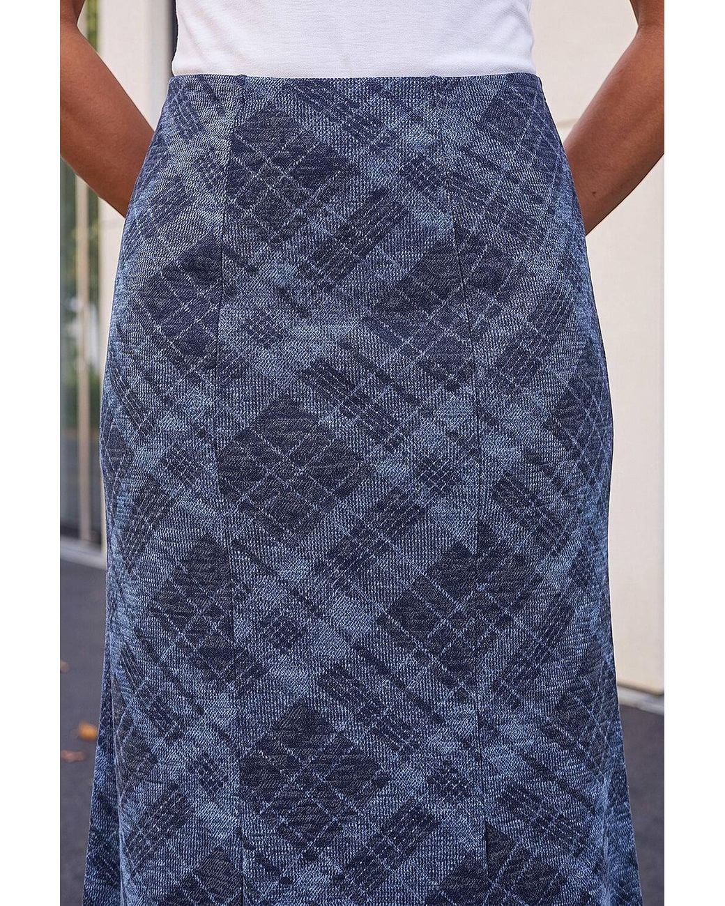 Roman Blue Shadow Check Skirt